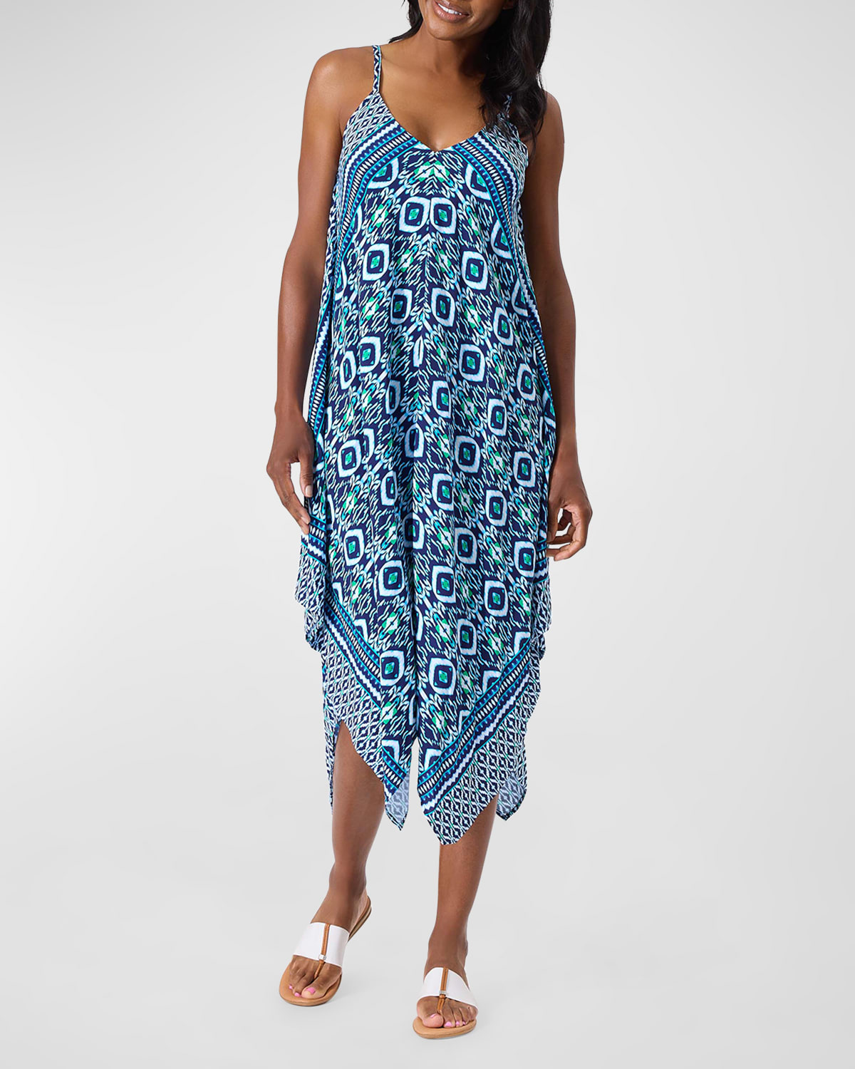 Shop Tommy Bahama Ikat Engineered Scarf Beach/coverup Dress In Beaming Blue
