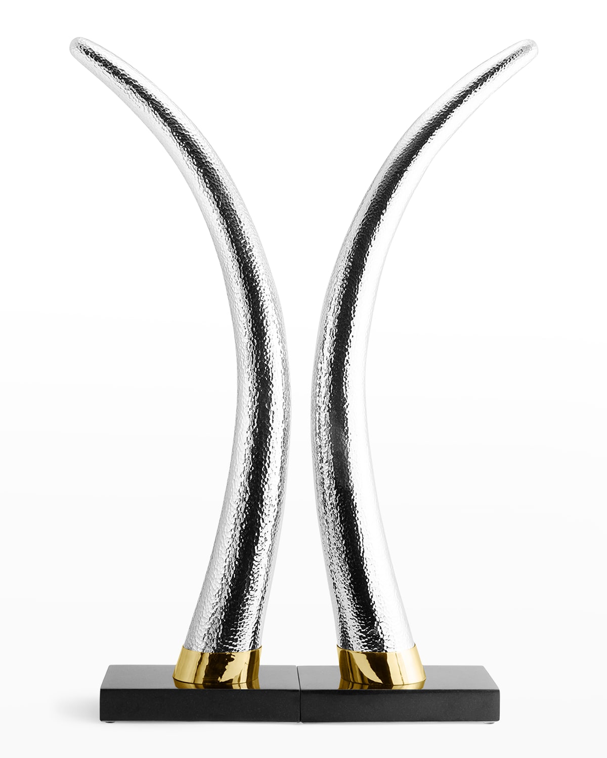 Michael Aram Metal Tusk Sculptures, Set Of 2 In Silver/gold