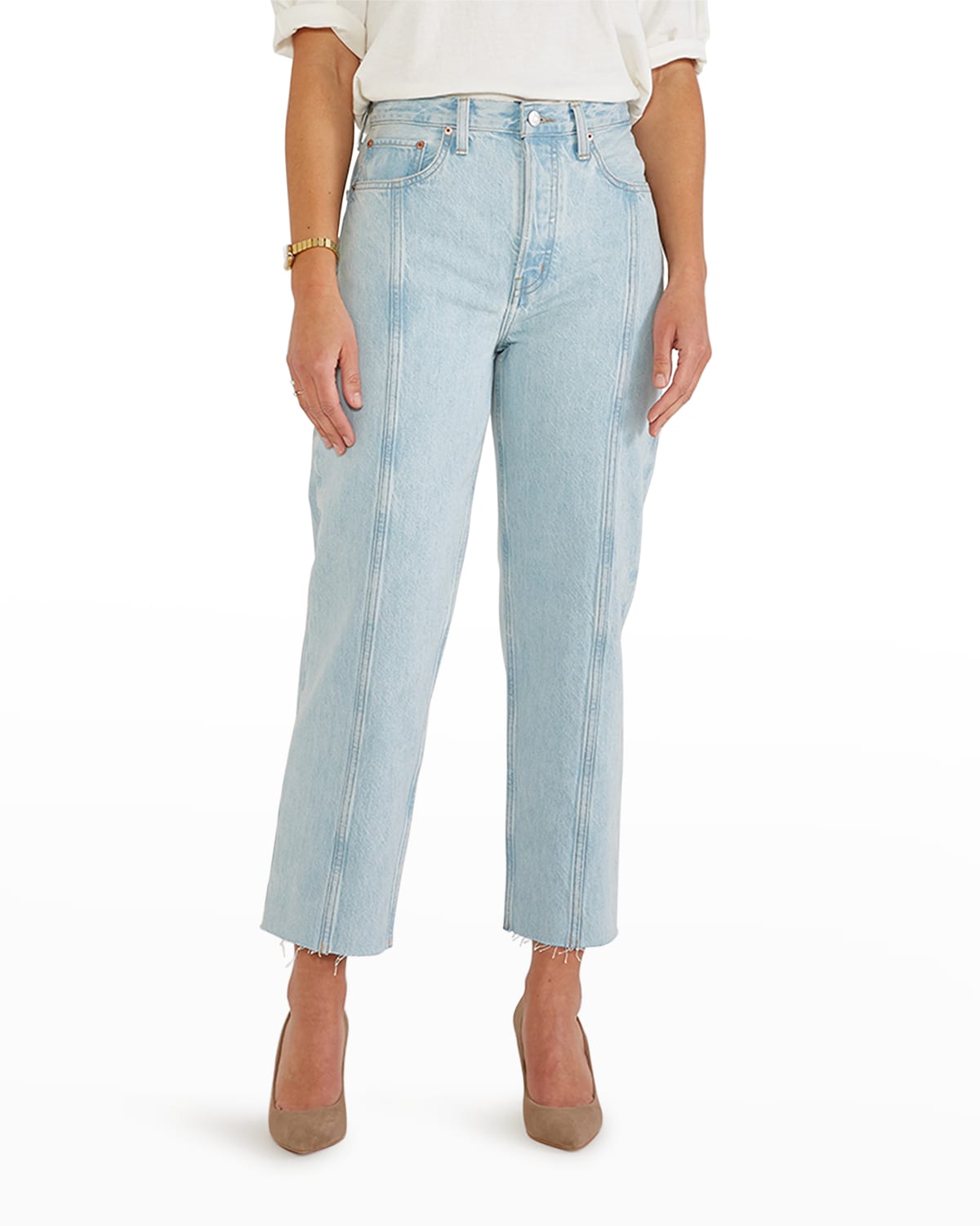 ETICA Tyler Seamed Straight Leg Cropped Jeans