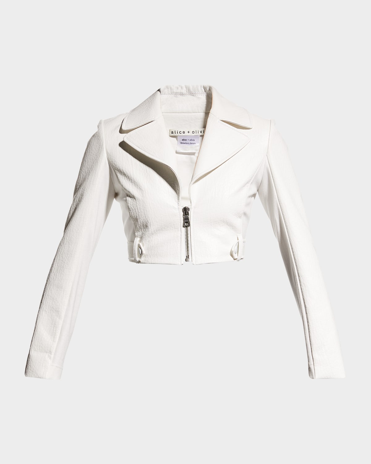 Alice and olivia white leather jacket online