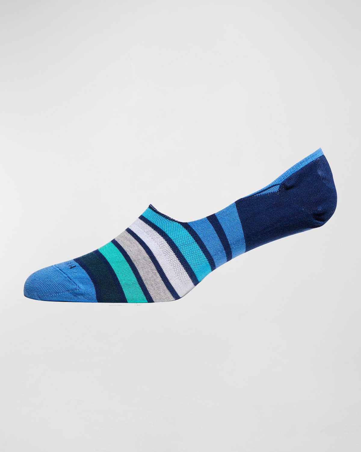 Marcoliani Men's Invisible Touch Stripe Cotton No-Show Socks