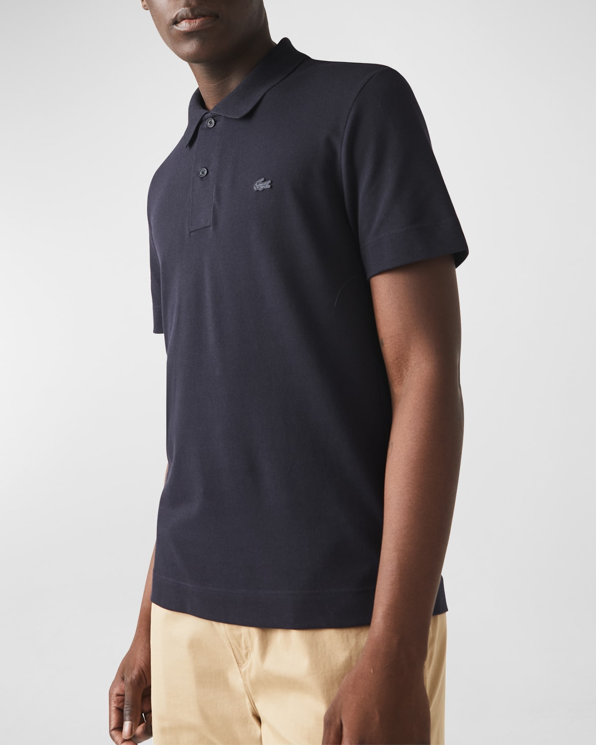 Lacoste Men's Organic Stretch Cotton Piqué Polo Shirt In Black