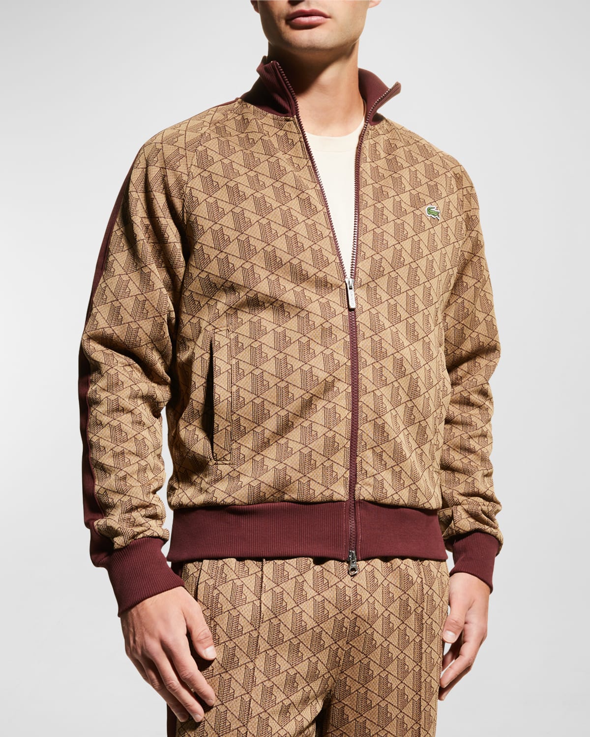 Lacoste Men's Full-Zip Jacquard Monogram Sweatshirt