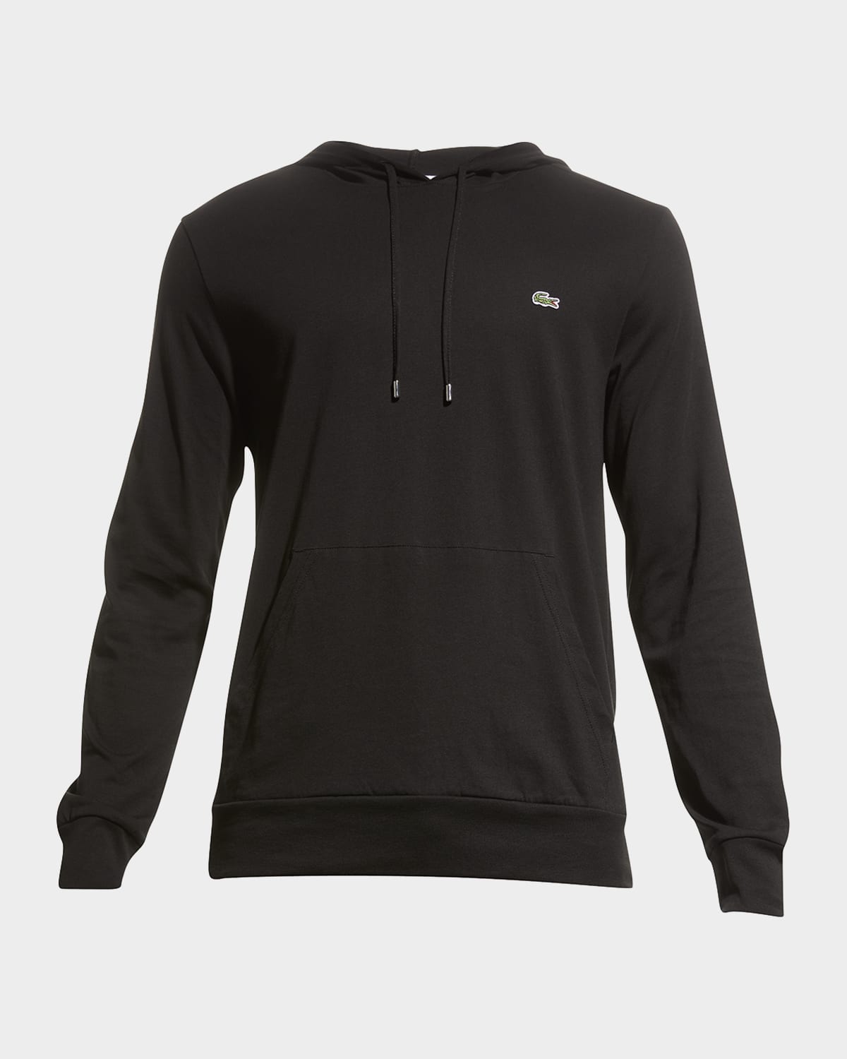 Lacoste Logo-patch Drawstring Hoodie In 031 Black