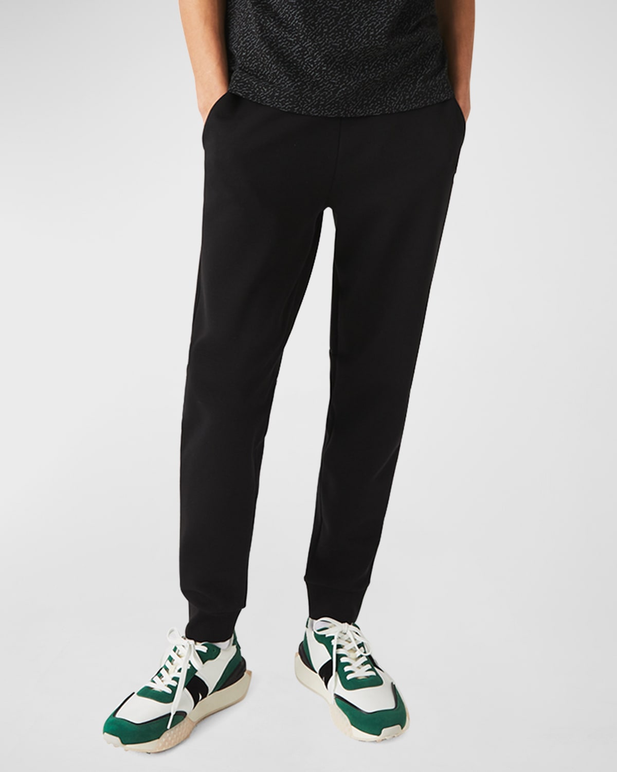 Lacoste Men's Solid Active Double Face Slim Fit Joggers In Black