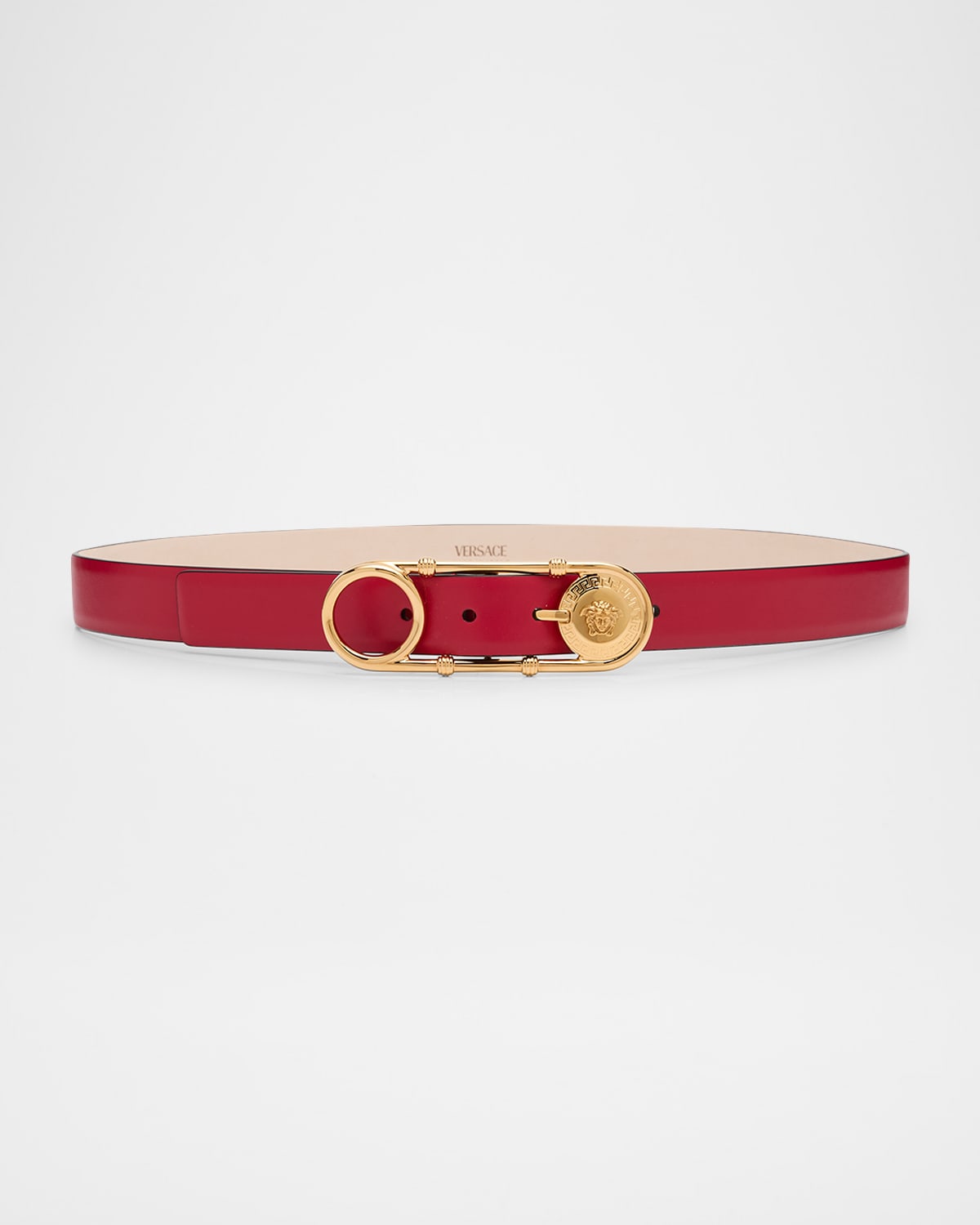 Versace Medusa Safety Pin Leather Belt