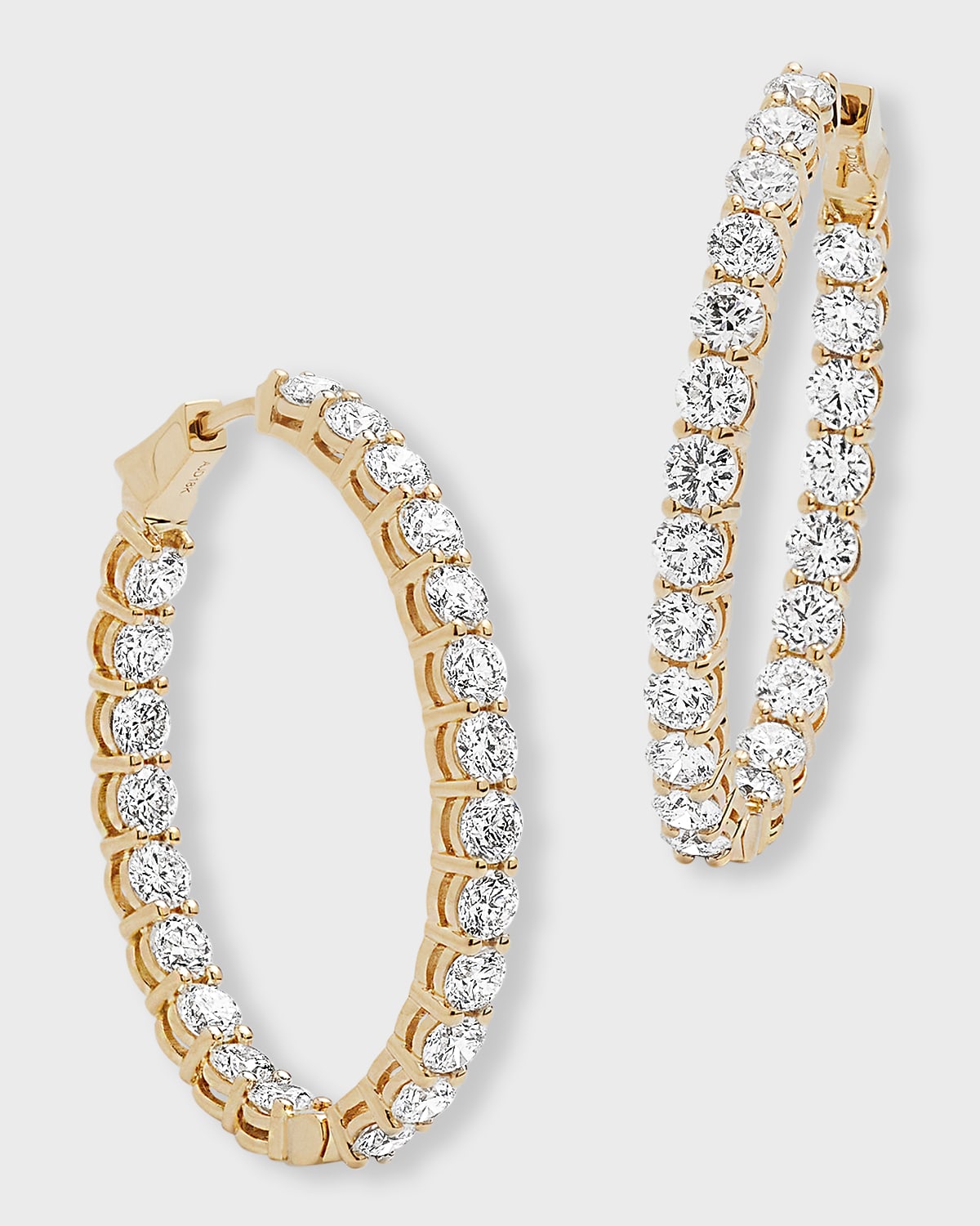 Neiman Marcus Diamonds 18k Yellow Gold Diamond Hoop Earrings