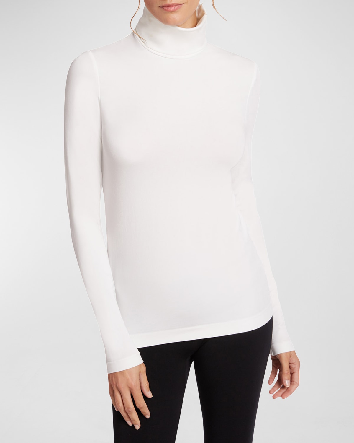 Shop Wolford Aurora Long-sleeve Turtleneck Sweater In White