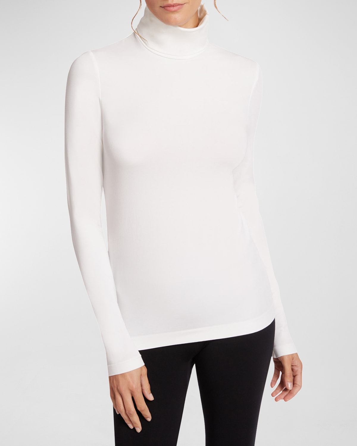 Wolford Aurora Long-sleeve Turtleneck Sweater In White