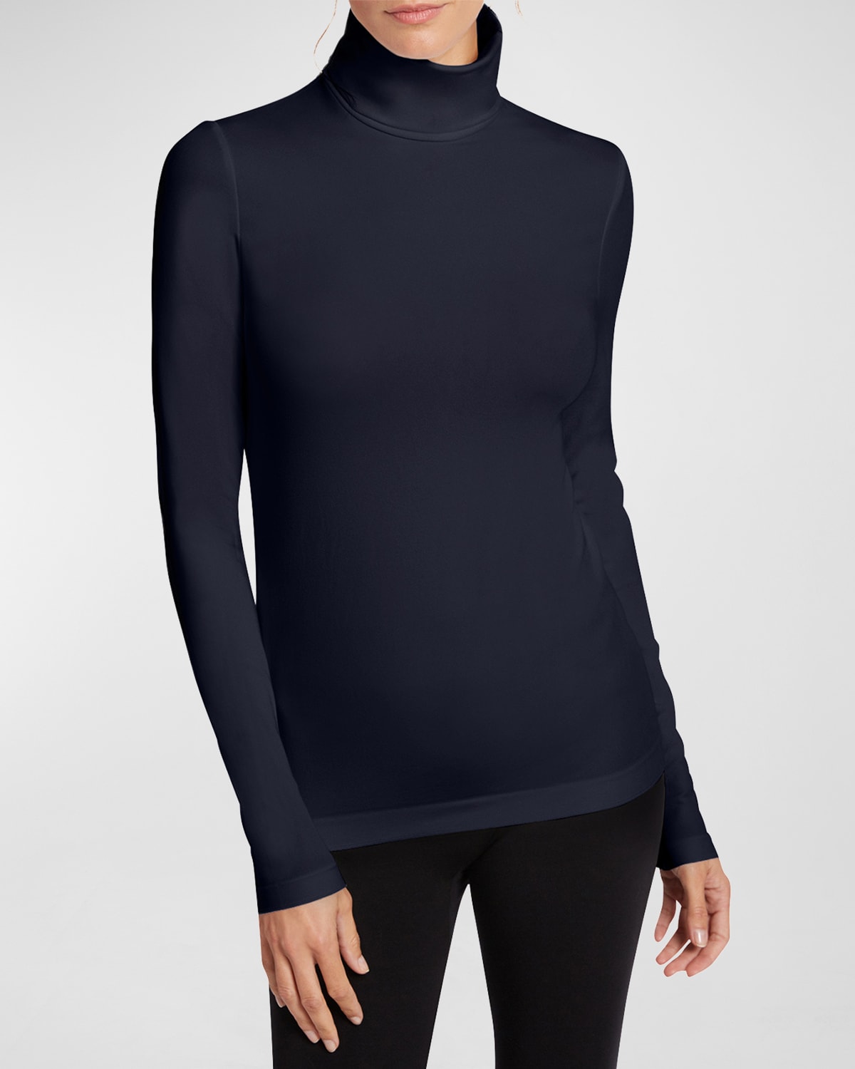 Wolford Aurora Long-sleeve Turtleneck Sweater In Admiral
