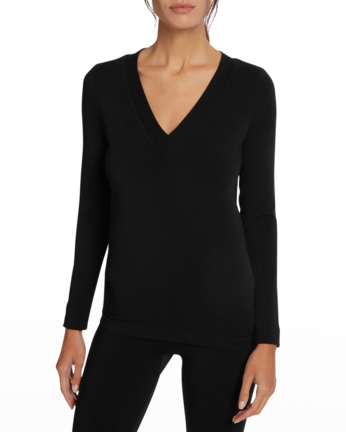 WOLFORD AURORA V-NECK LONG-SLEEVE TOP