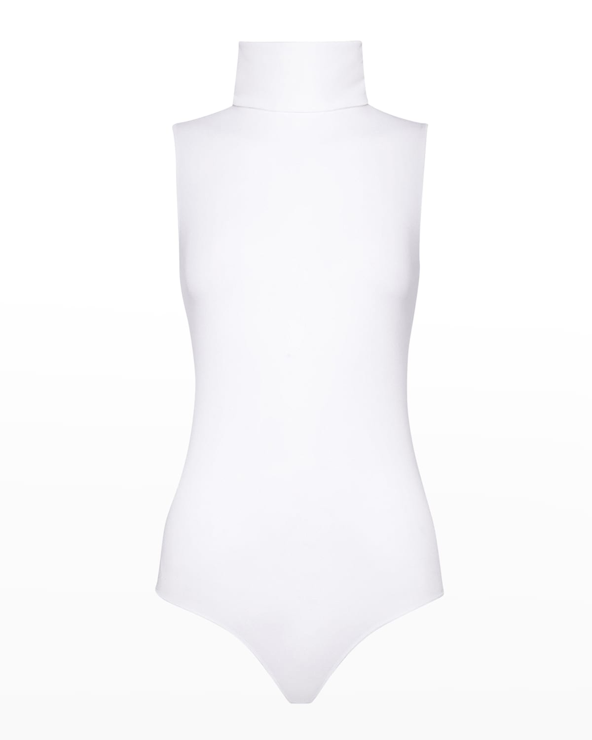 Shop Wolford Sleeveless Turtleneck Viscose Bodysuit In White