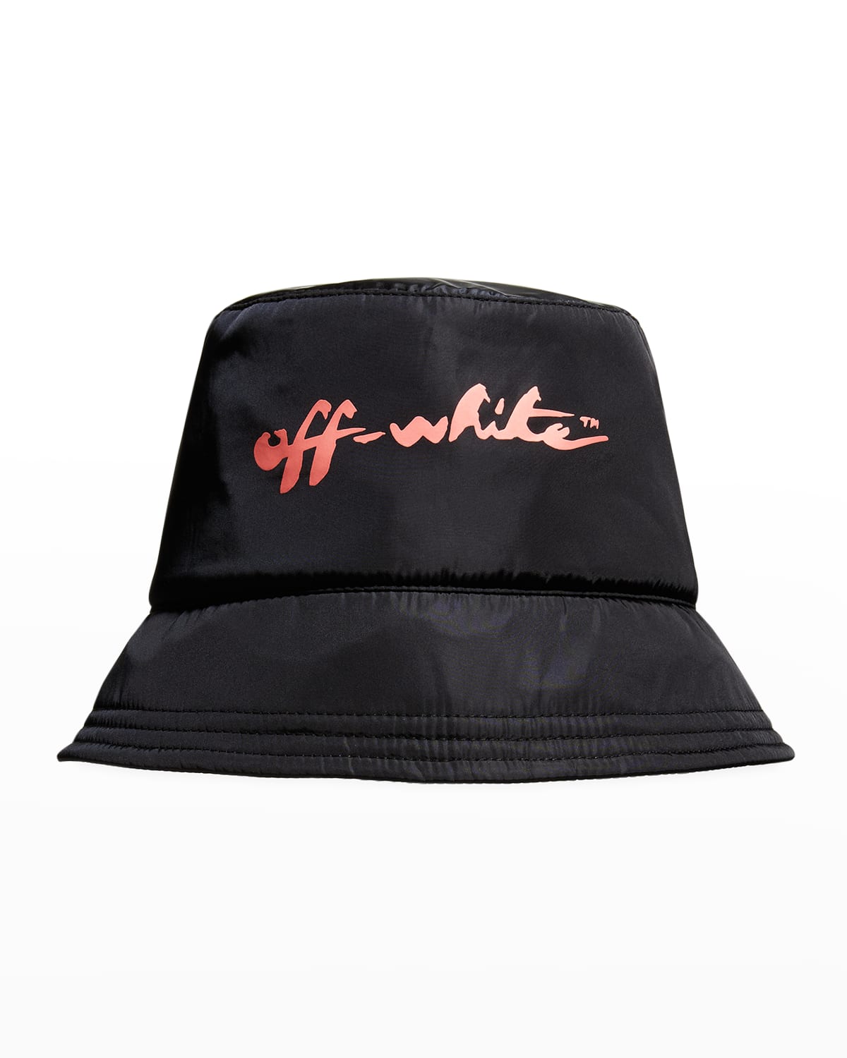 Off-white Pink Logo-print Bucket Hat Black In Black Pink