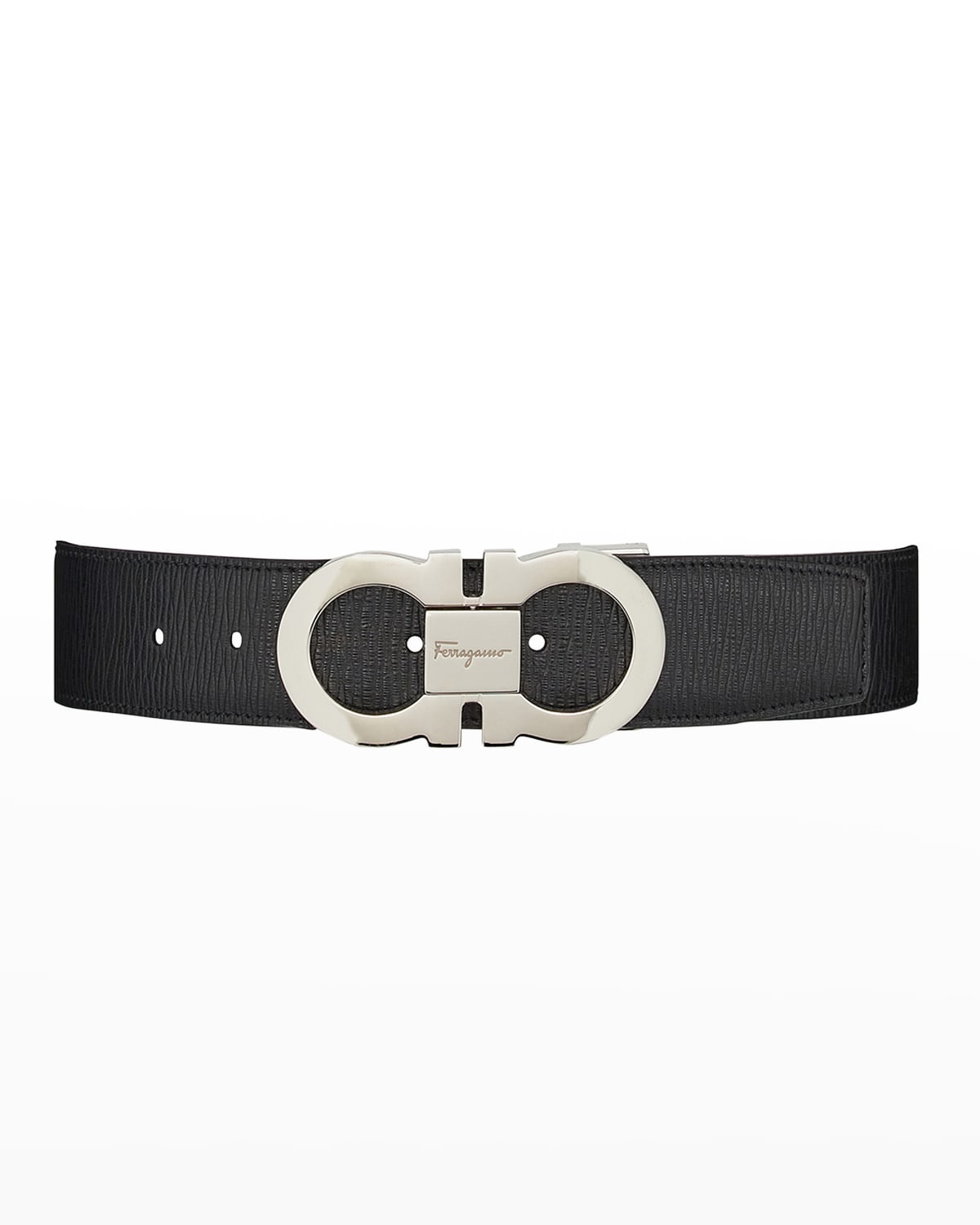 Men's Reversible Double Adjustable Gancini Leather Belt