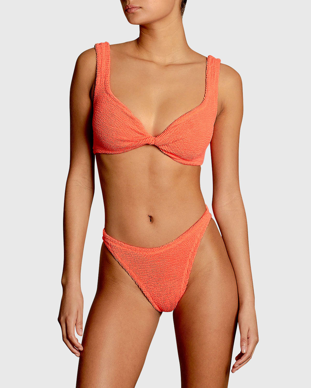Hunza G Juno Crinkled Two-piece Bikini Set In Orange