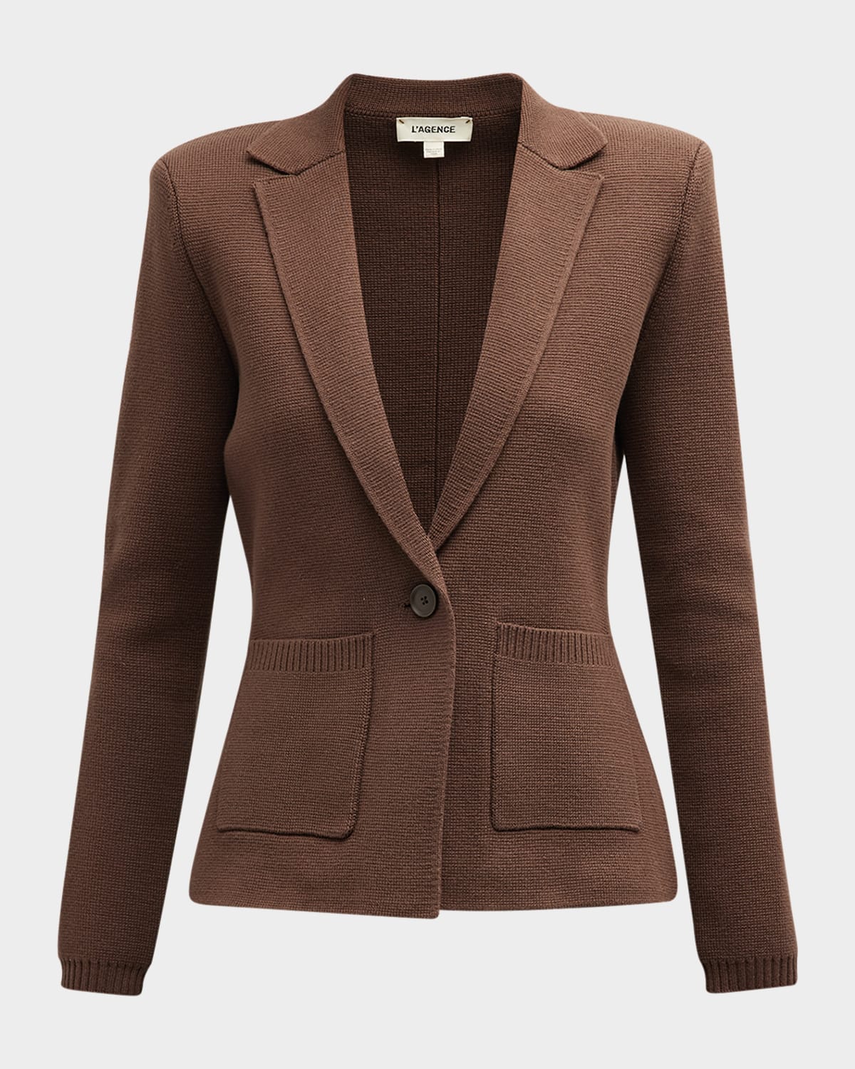 L Agence Lacey Knit Blazer In Espresso