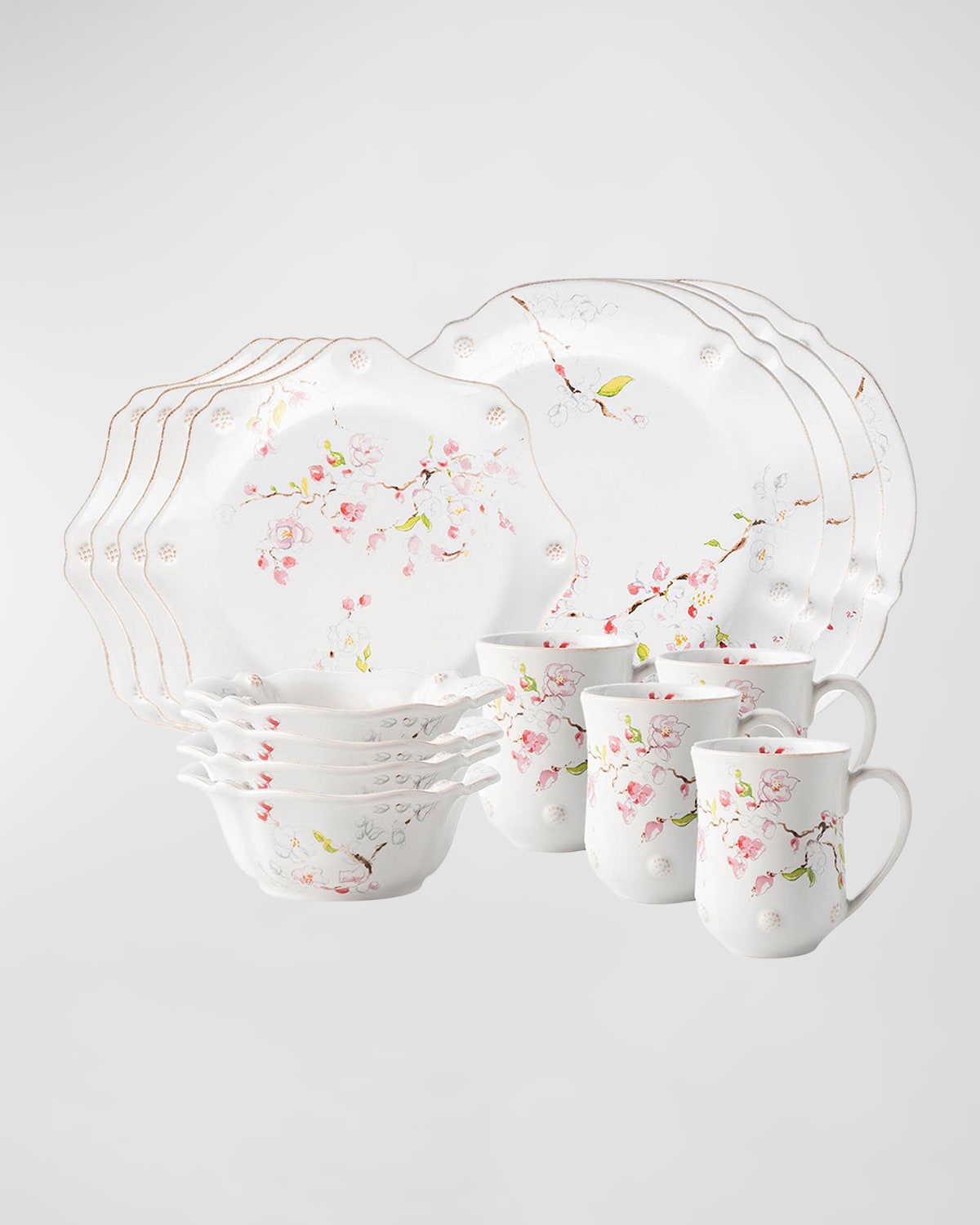 Berry & Thread Floral Sketch 16pc Place Setting - Jasmine