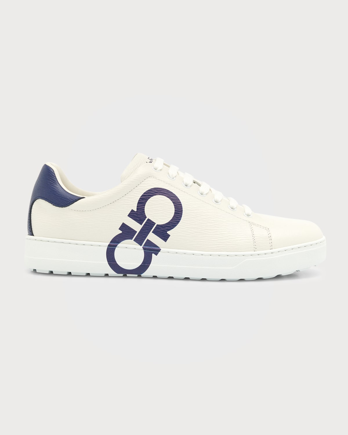 Ferragamo Gancini-print Low-top Sneakers In Bianco Ott