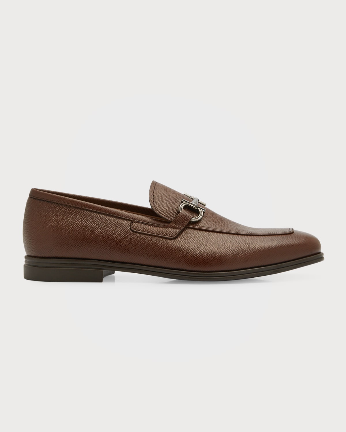 Ferragamo Gancini-trim Leather Moccasins In Cioccolato