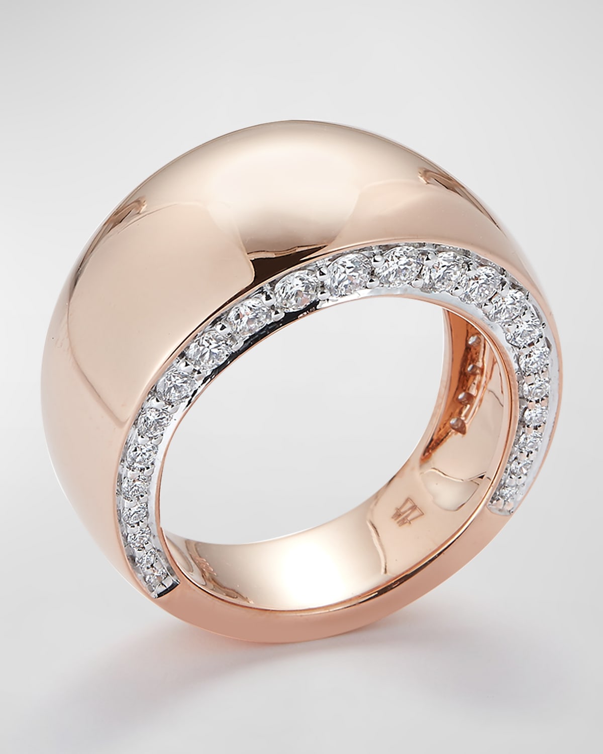 Lytton Rose Gold Wide High Polish Band with White Rhodium and Diamonds