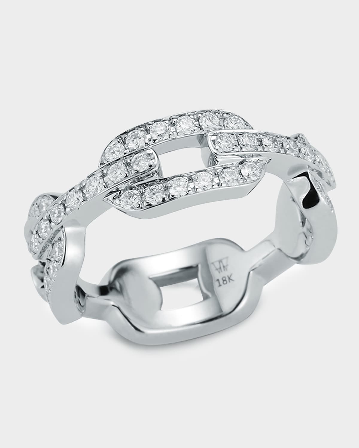 Walters Faith Saxon White Gold All Diamond Flat Chain Link Ring