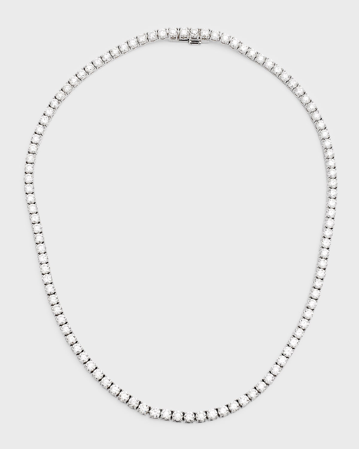 Neiman Marcus Diamonds 18k White Gold Round Diamond Tennis Necklace, 25.75tcw