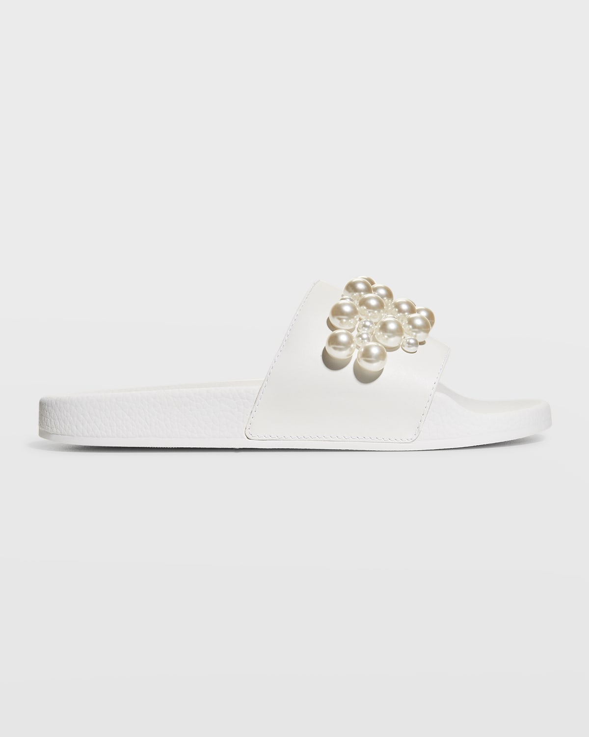 Shop Stuart Weitzman Goldie Pearly Stud Pool Sandals In White