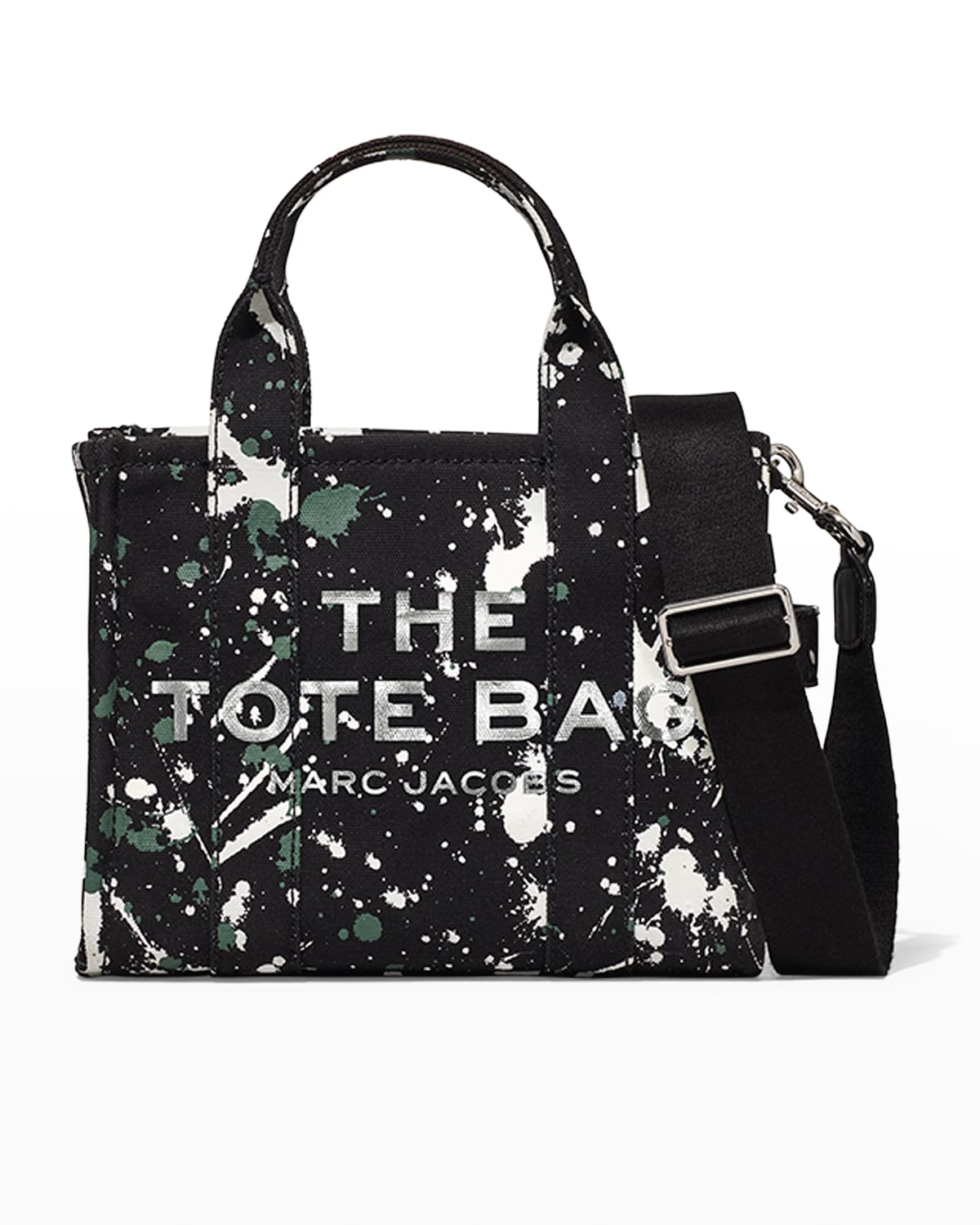 The Marc Jacobs The Mini Paint-splatter Canvas Tote Bag In Black Multi