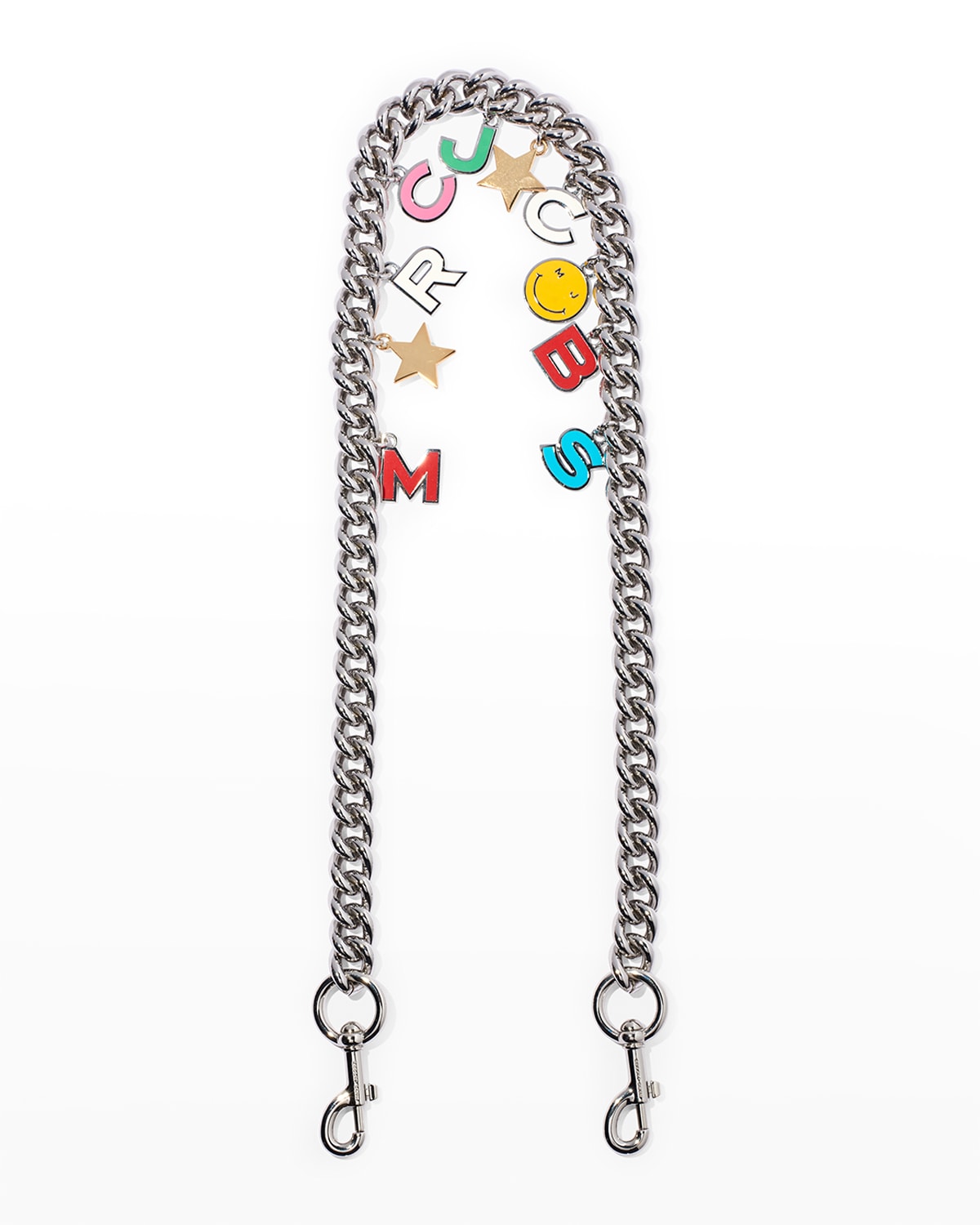The Marc Jacobs Charm Logo Chain Shoulder Strap In Multinickel