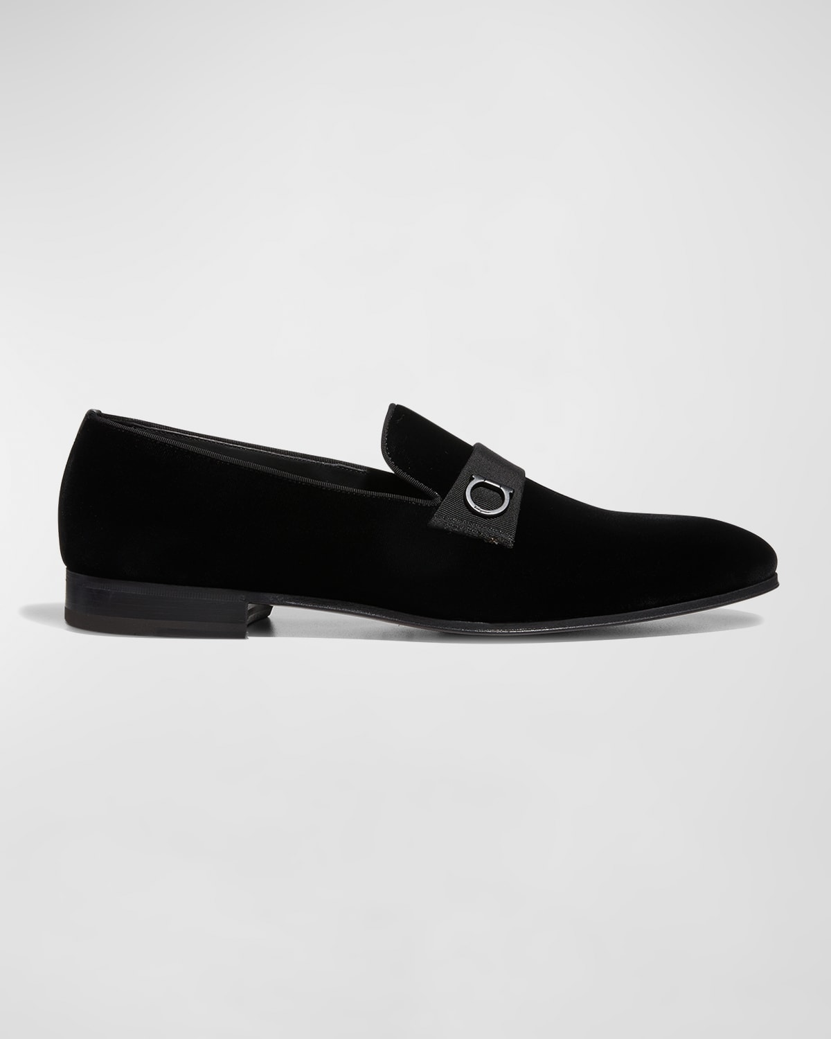 Ferragamo Men's Lapo Velvet Loafers In Nero