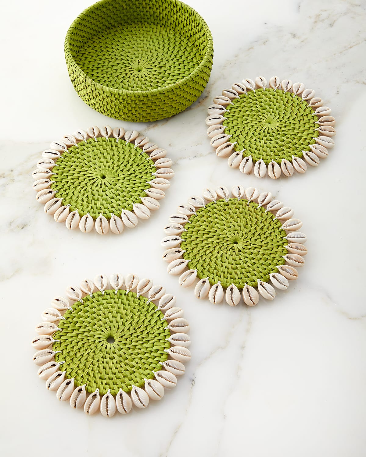 Shop Mode Living Capiz Coasters, Set Of 4 In Green