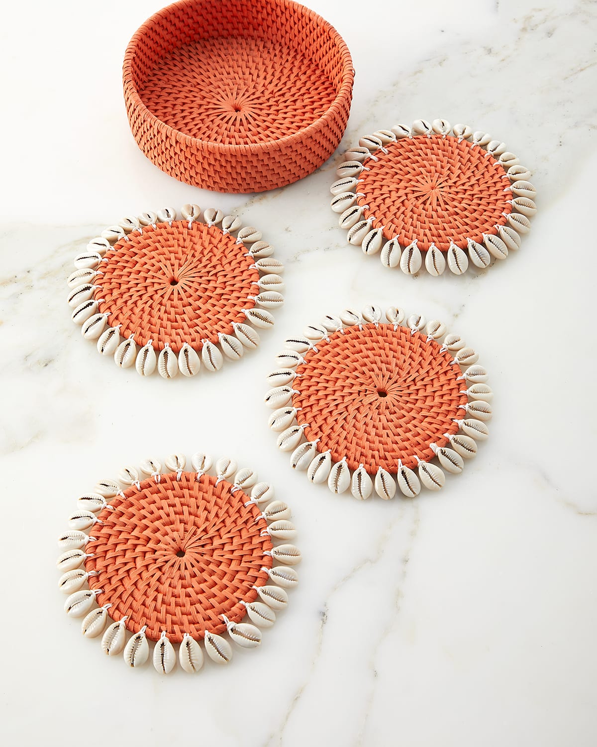 Shop Mode Living Capiz Coasters, Set Of 4 In Orange