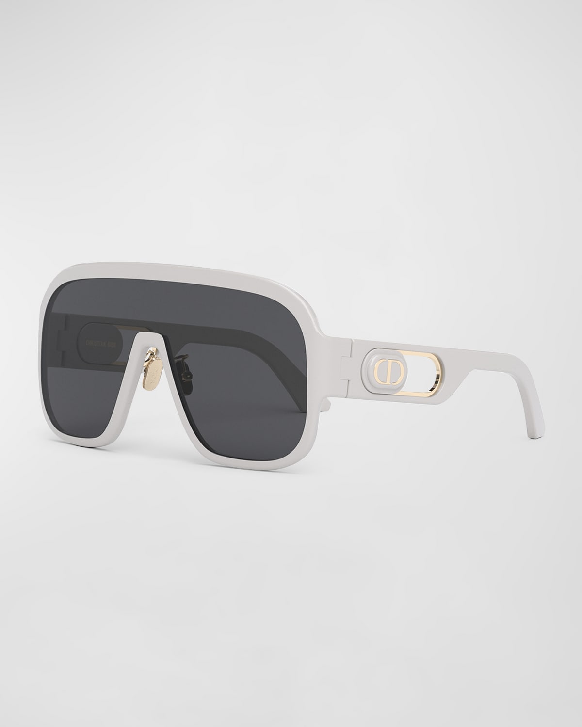 Dior Cd Logo Injection Plastic Shield Sunglasses In Ivory / Smoke