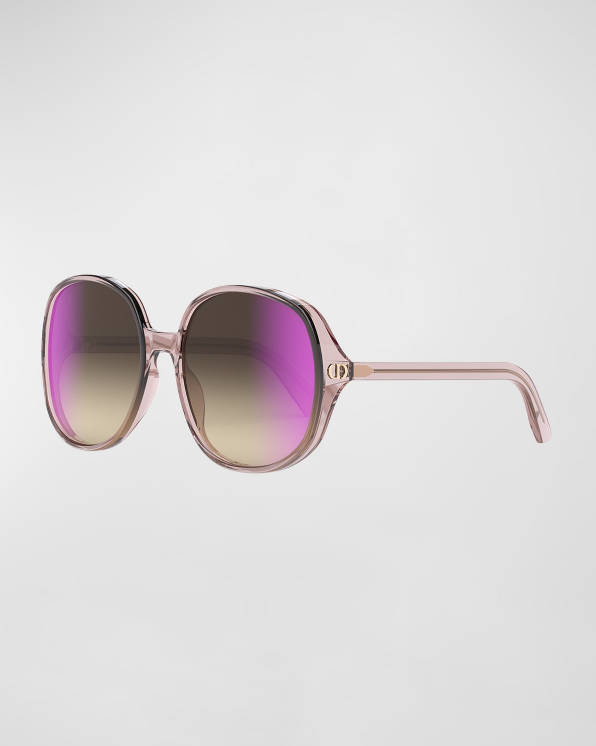 Dior Oversized Round Injection Plastic Sunglasses In Shiny Pink / Viol