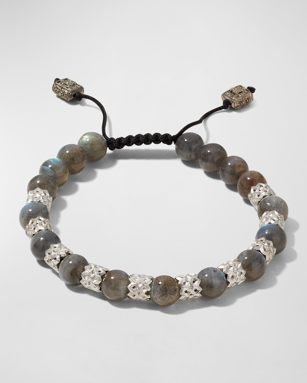 Men's Sterling Silver & Pyrite Gemstone Beaded Necklace