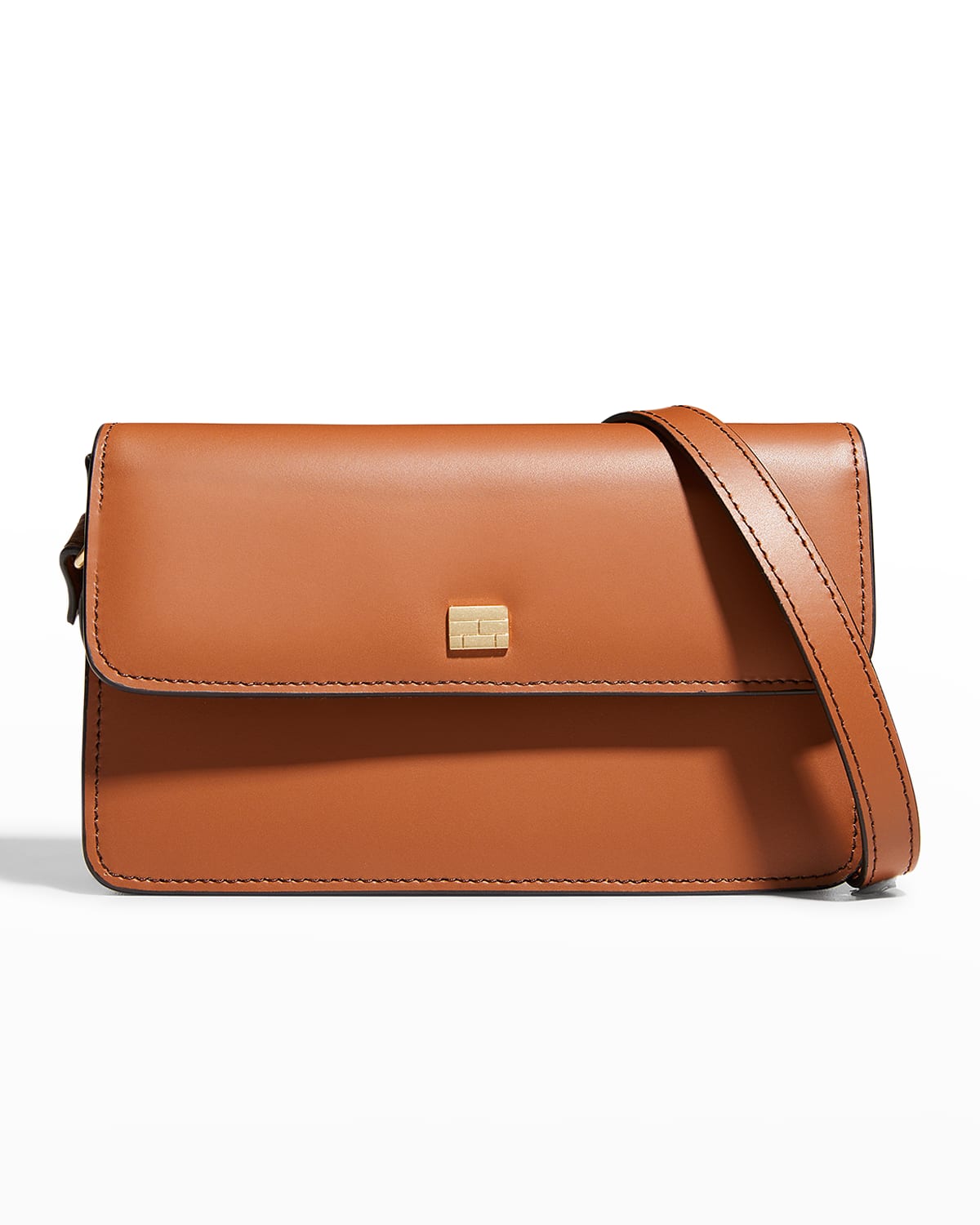 Frame Le Signature Mini Compact Crossbody Bag In Cuoio