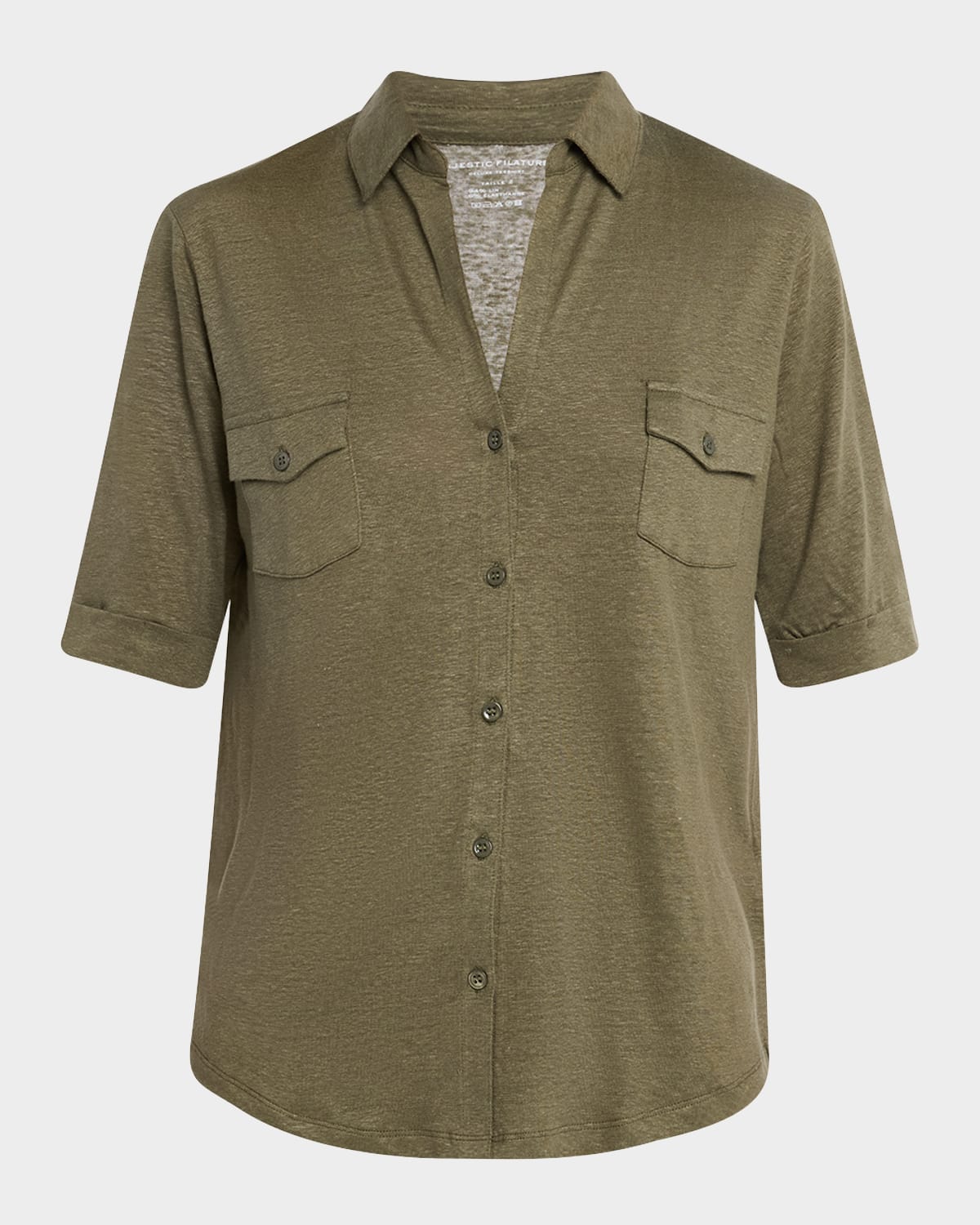 Majestic Stretch Linen 3/4-sleeve Pocket Shirt
