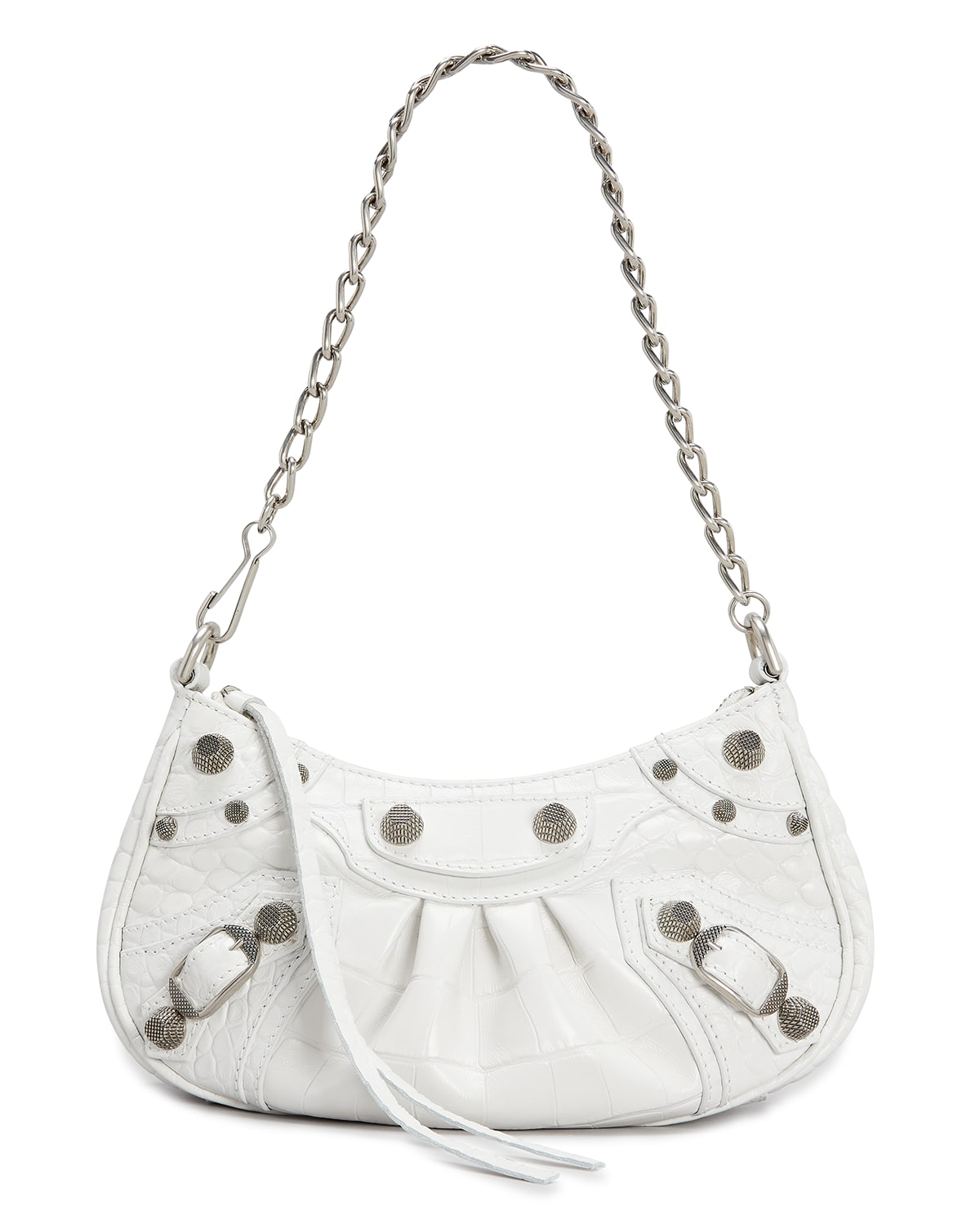 Balenciaga Le Cagole Mini Croc-embossed Crossbody Bag In White | ModeSens