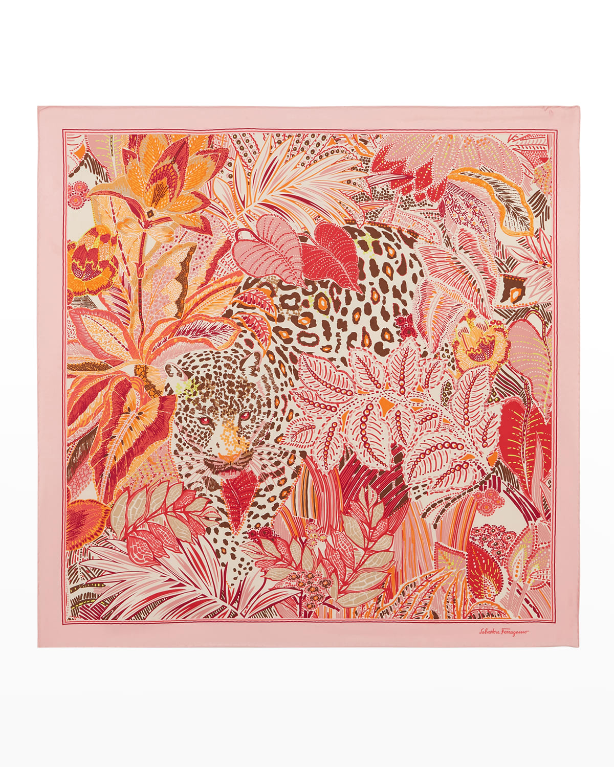 Ferragamo Square Leopard-print Silk Scarf