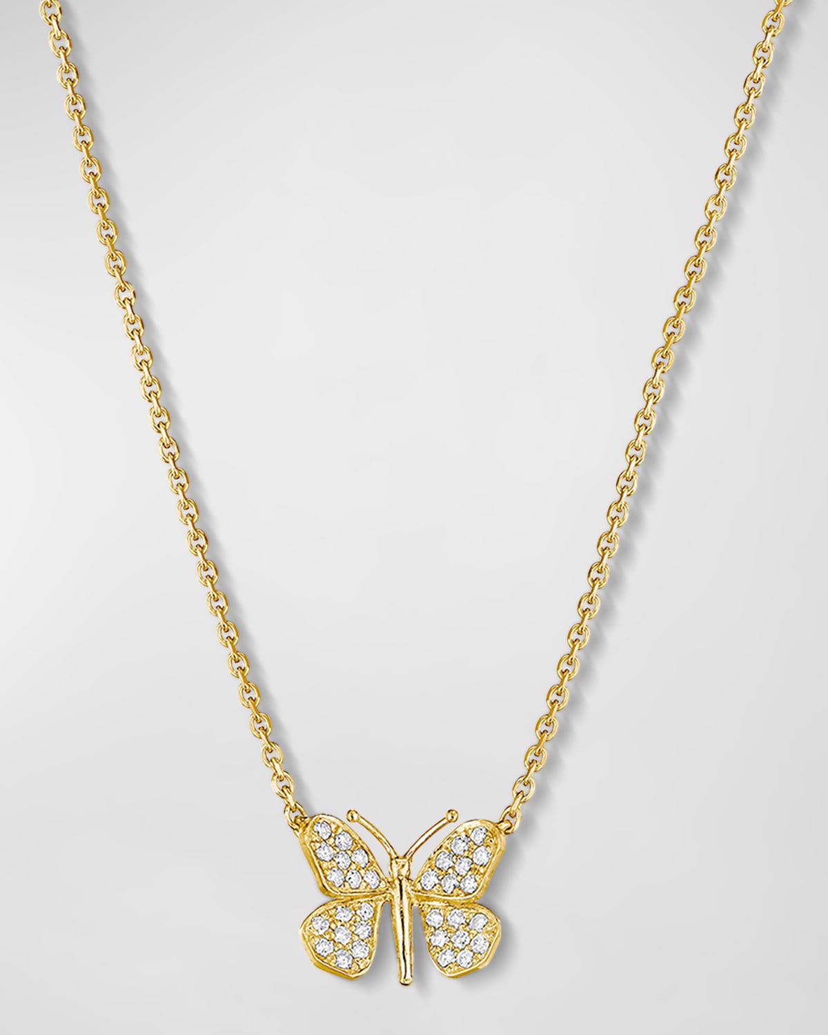 18K Yellow Gold Diamond Butterfly Pendant Necklace