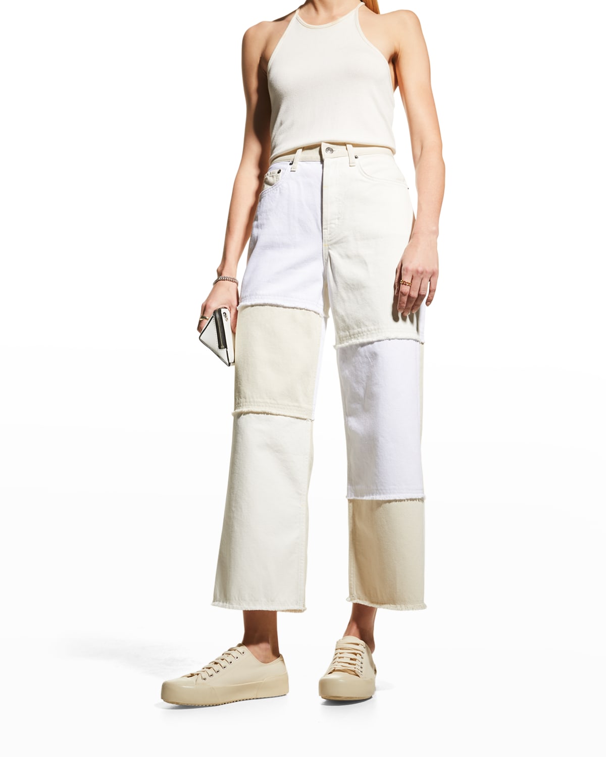 Rails Getty Patchwork Crop Jeans In Ecru Patchwork
