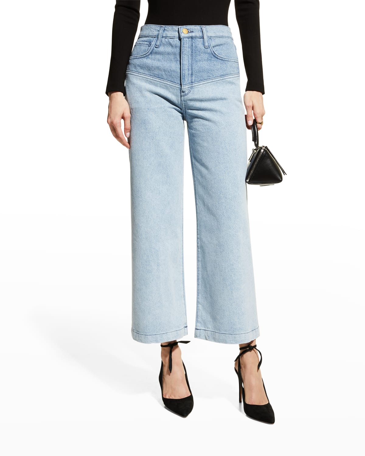 Triarchy Lone Ranger Two-toned Cropped Wide-leg Jeans In Two Tone