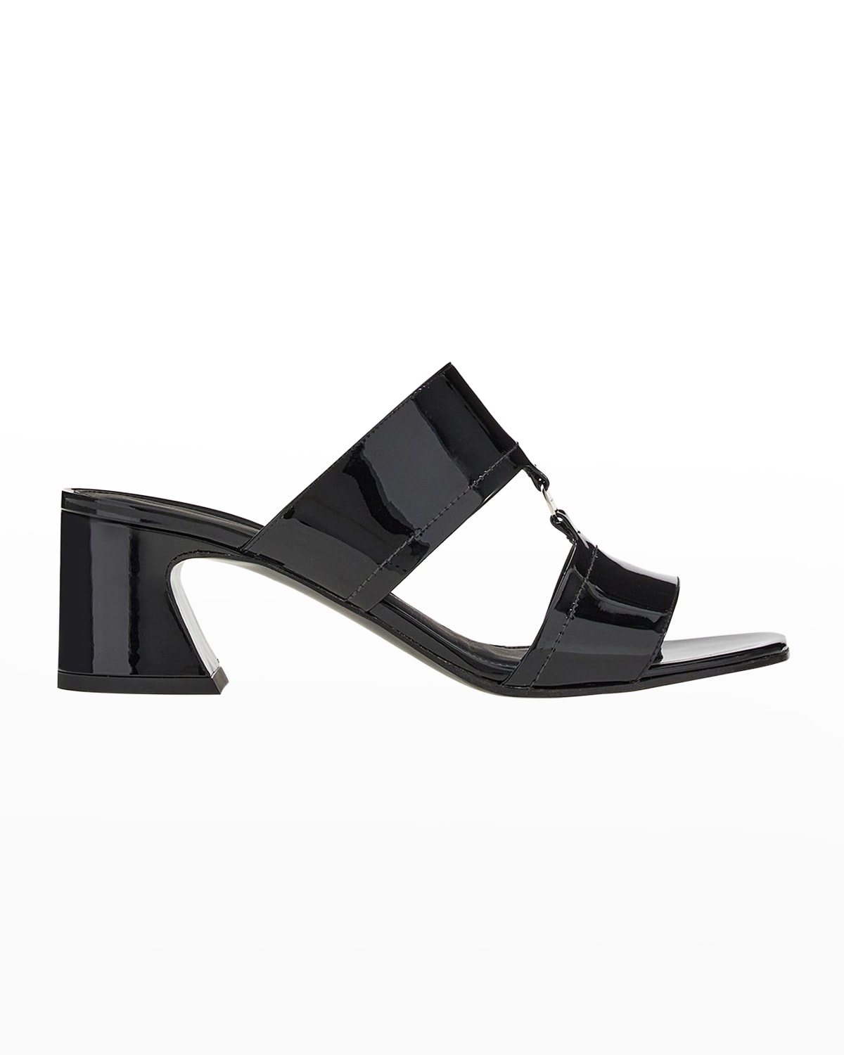 Ferragamo Tot Patent T-strap Mule Sandals In Nero