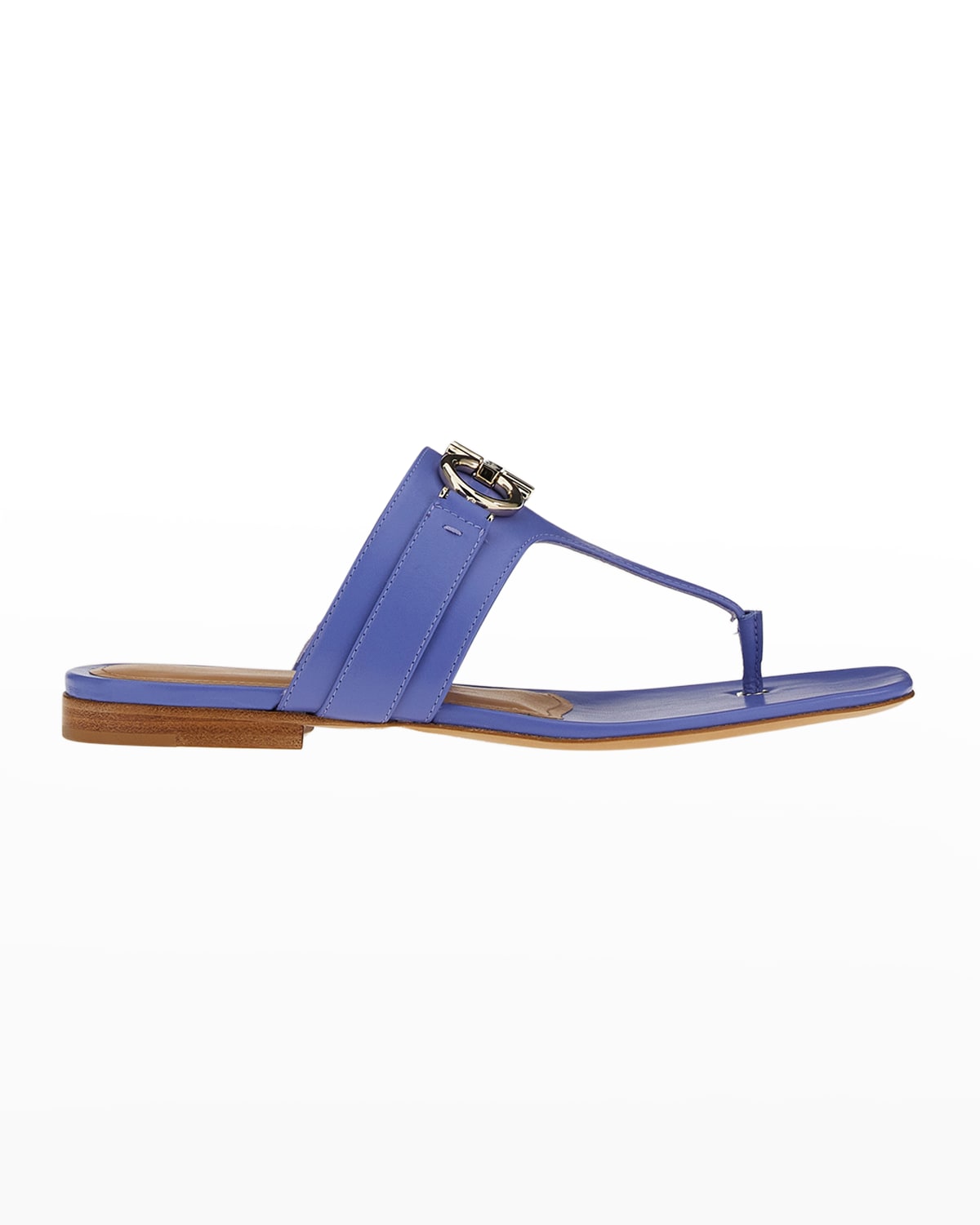 Ferragamo Rikis Calfskin Gancini Thong Sandals In Bleached D