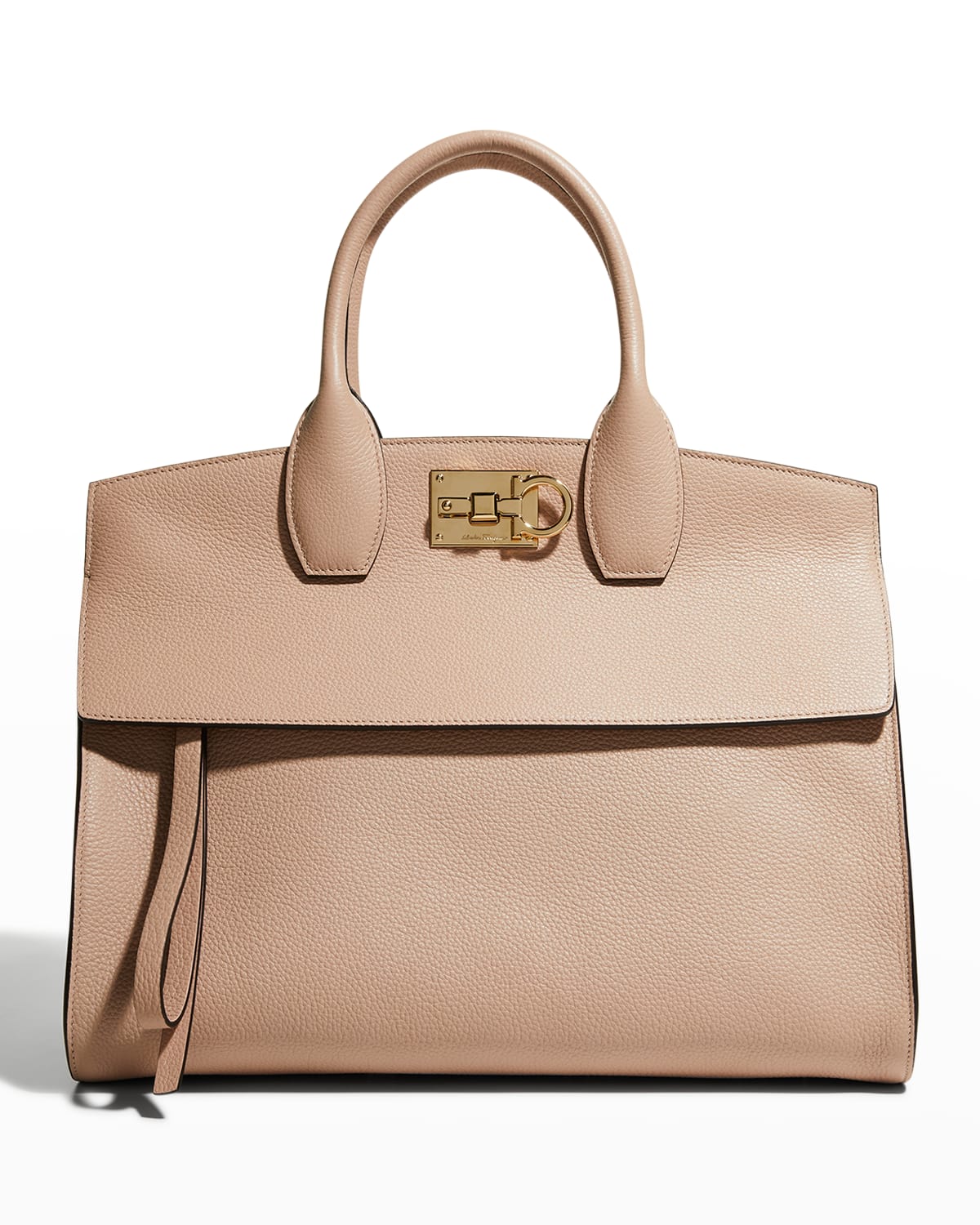 Ferragamo The Studio Soft Leather Top Handle Bag In Amaretti