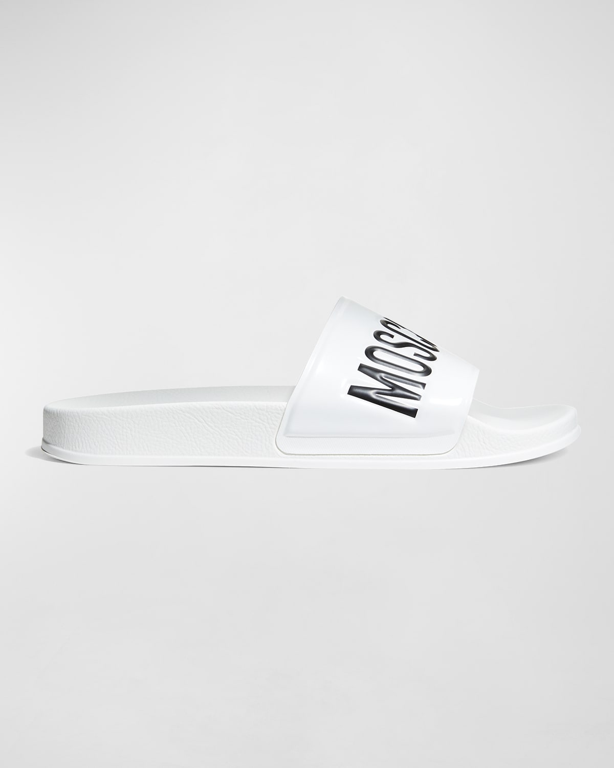 Shop Moschino Men's Logo Rubber Pool Slides In White