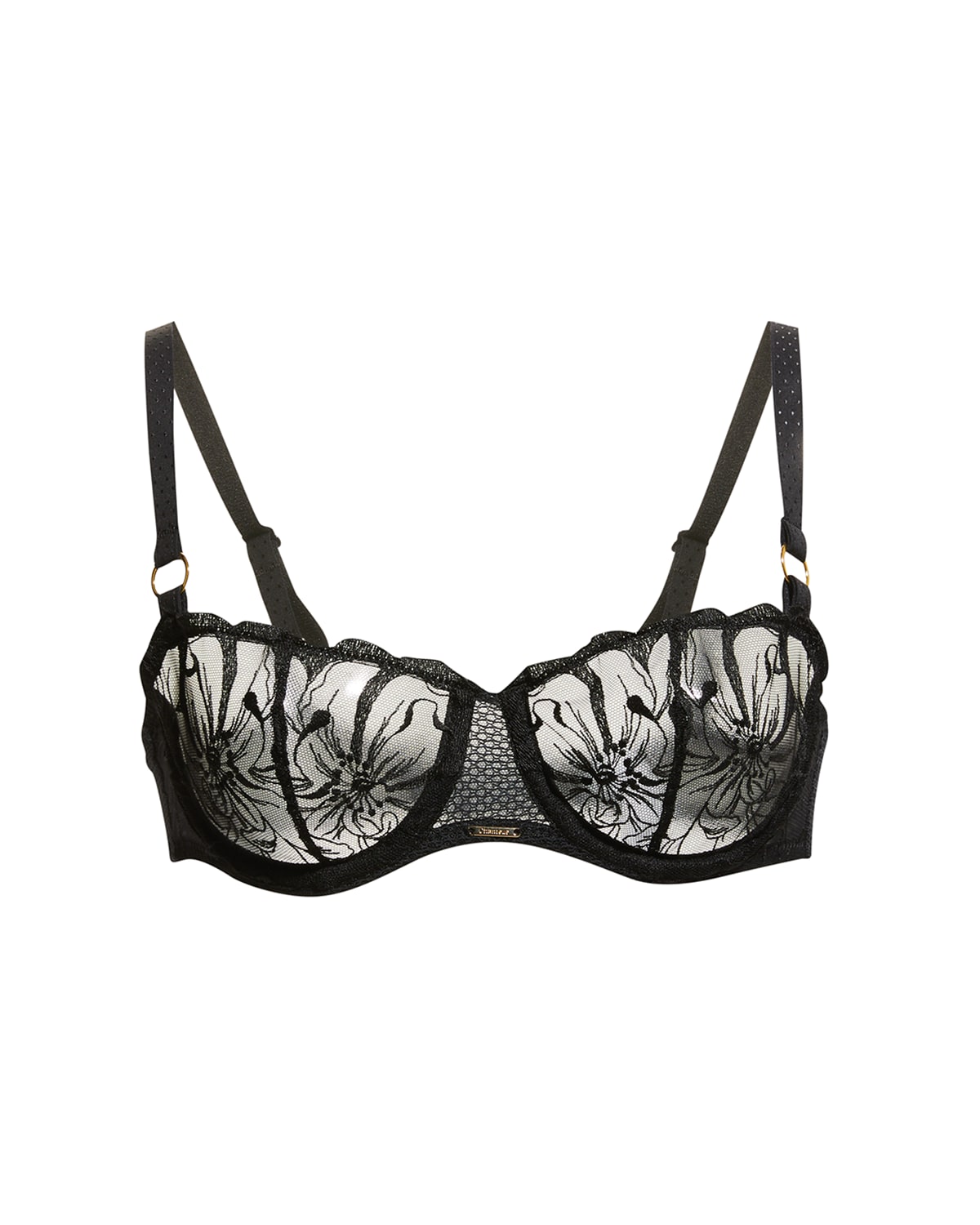 CHANTELLE FLEUR FLORAL-EMBROIDERED SCALLOPED DEMI BRA