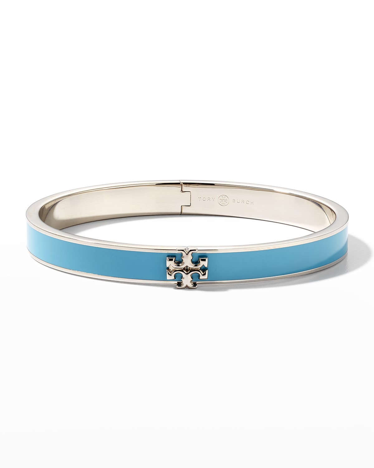 Tory Burch Kira Enamel Hinge Bracelet In Tory Silver Lana