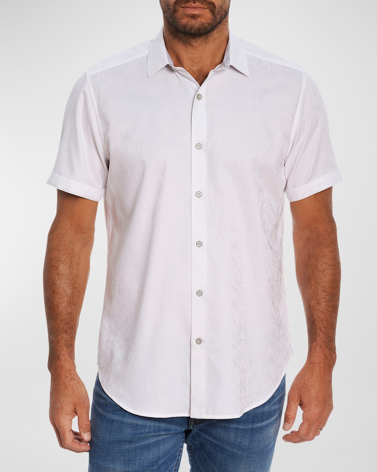 Shop Robert Graham Men's Highland Damask Sport Shirt In White