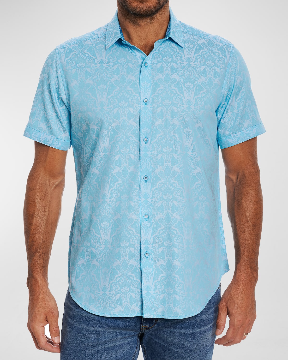 Robert Graham Highland Short Sleeve Button-up Shirt In Seafoam